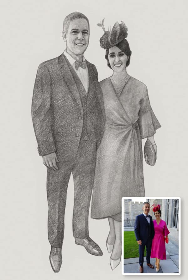 Hand Drawn Personalised 1st Anniversary Portraits - Image 8